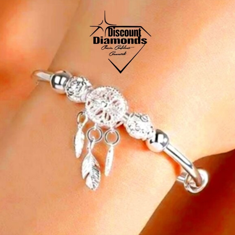 Dreamcatcher Sterling Silver Bracelet - 99.9% Pure Silver 